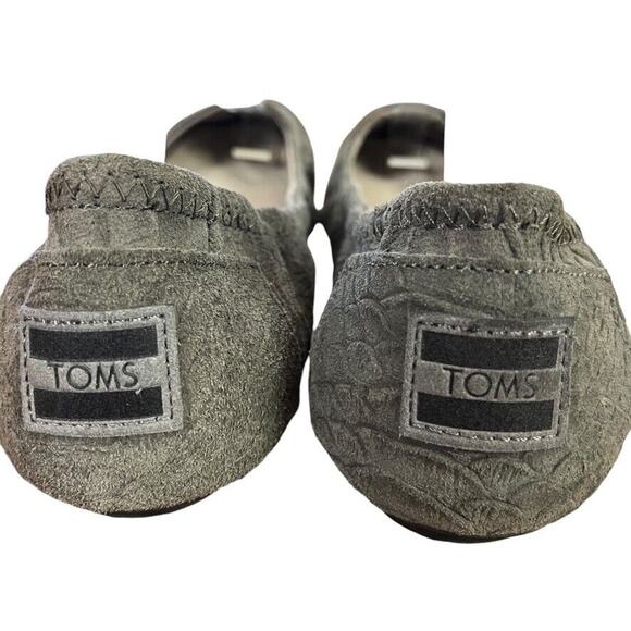 Toms Womens Gray Leather Reptile Print Slip On Square Toe Ballet Flats Shoes 7 - Picture 11 of 16